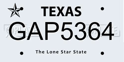 GAP5364 Texas License Plate