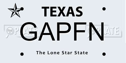 GAPFN Texas License Plate