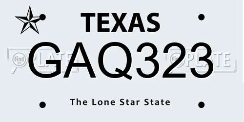 GAQ323 Texas License Plate