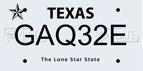 GAQ32E Texas License Plate