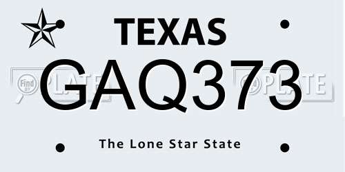 GAQ373 Texas License Plate