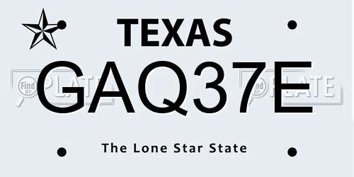 GAQ37E Texas License Plate