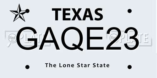 GAQE23 Texas License Plate