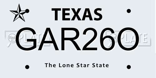 GAR26O Texas License Plate