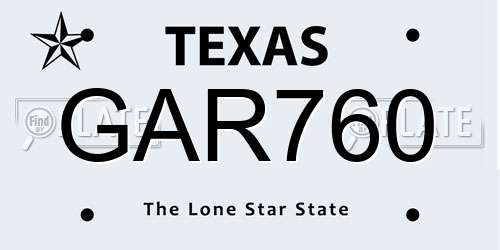GAR760 Texas License Plate