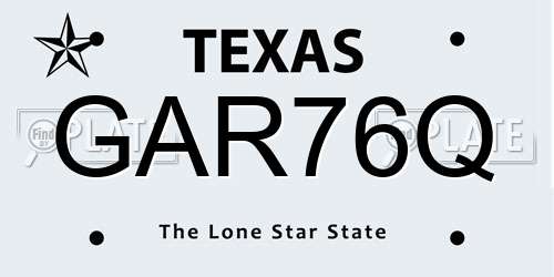 GAR76Q Texas License Plate