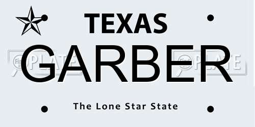 GARBER Texas License Plate