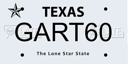 GART60 Texas License Plate