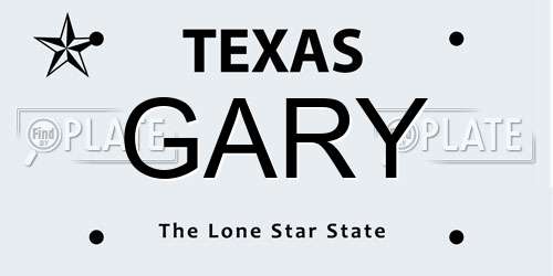 GARY Texas License Plate