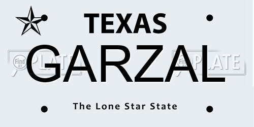 GARZAL Texas License Plate