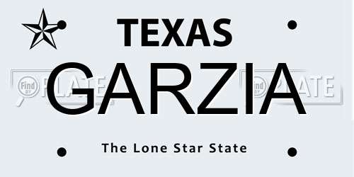 GARZIA Texas License Plate