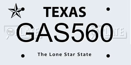 GAS560 Texas License Plate