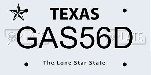 GAS56D Texas License Plate