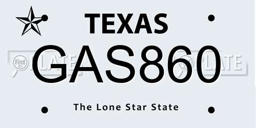GAS860 Texas License Plate