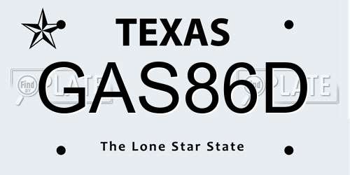 GAS86D Texas License Plate