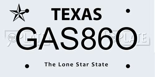 GAS86O Texas License Plate
