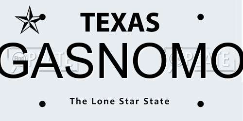 GASNOMO Texas License Plate