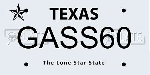 GASS60 Texas License Plate
