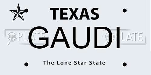 GAUDI Texas License Plate