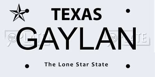 GAYLAN Texas License Plate