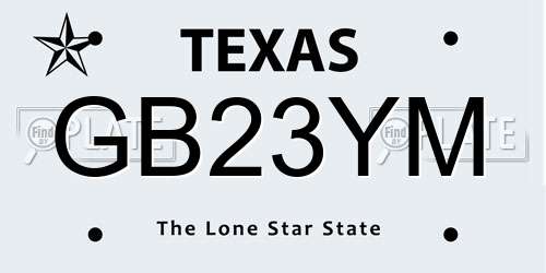 GB23YM Texas License Plate