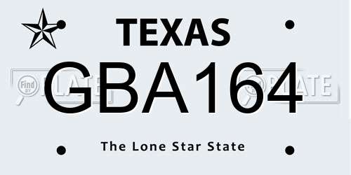 GBA164 Texas License Plate