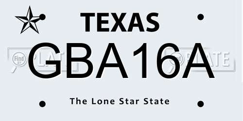 GBA16A Texas License Plate