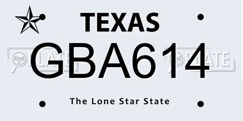 GBA614 Texas License Plate