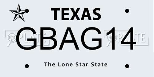 GBAG14 Texas License Plate