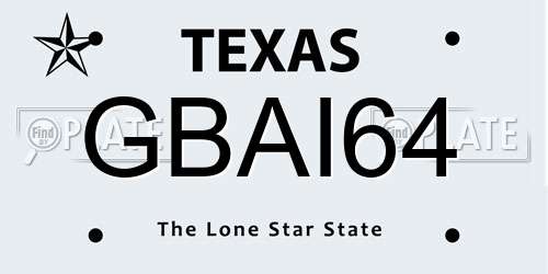 GBAI64 Texas License Plate