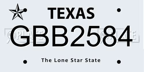 GBB2584 Texas License Plate