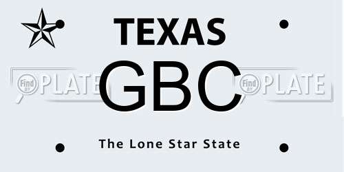 GBC Texas License Plate