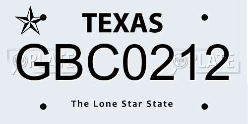 GBC0212 Texas License Plate