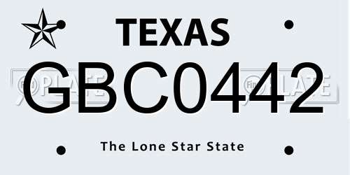 GBC0442 Texas License Plate