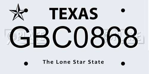GBC0868 Texas License Plate