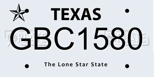 GBC1580 Texas License Plate