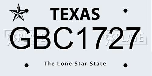 GBC1727 Texas License Plate