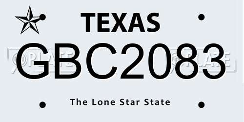 GBC2083 Texas License Plate