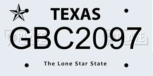 GBC2097 Texas License Plate
