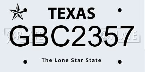 GBC2357 Texas License Plate