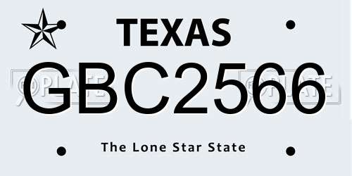 GBC2566 Texas License Plate