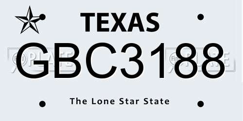 GBC3188 Texas License Plate