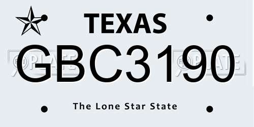 GBC3190 Texas License Plate