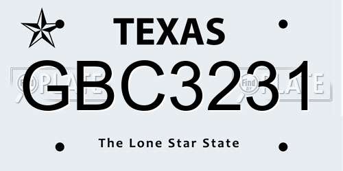 GBC3231 Texas License Plate