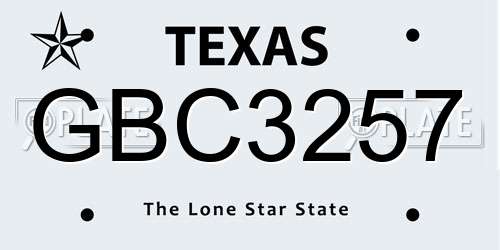 GBC3257 Texas License Plate