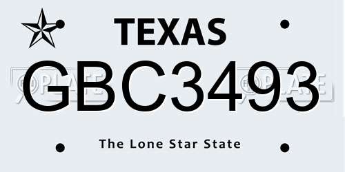 GBC3493 Texas License Plate