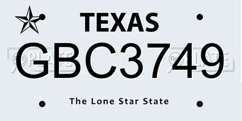 GBC3749 Texas License Plate