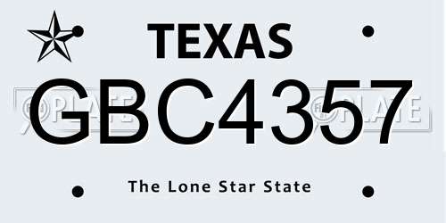 GBC4357 Texas License Plate