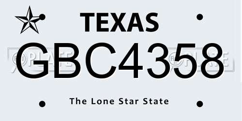 GBC4358 Texas License Plate