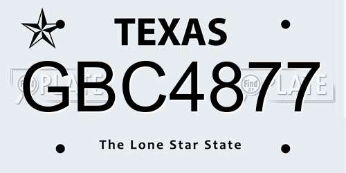 GBC4877 Texas License Plate